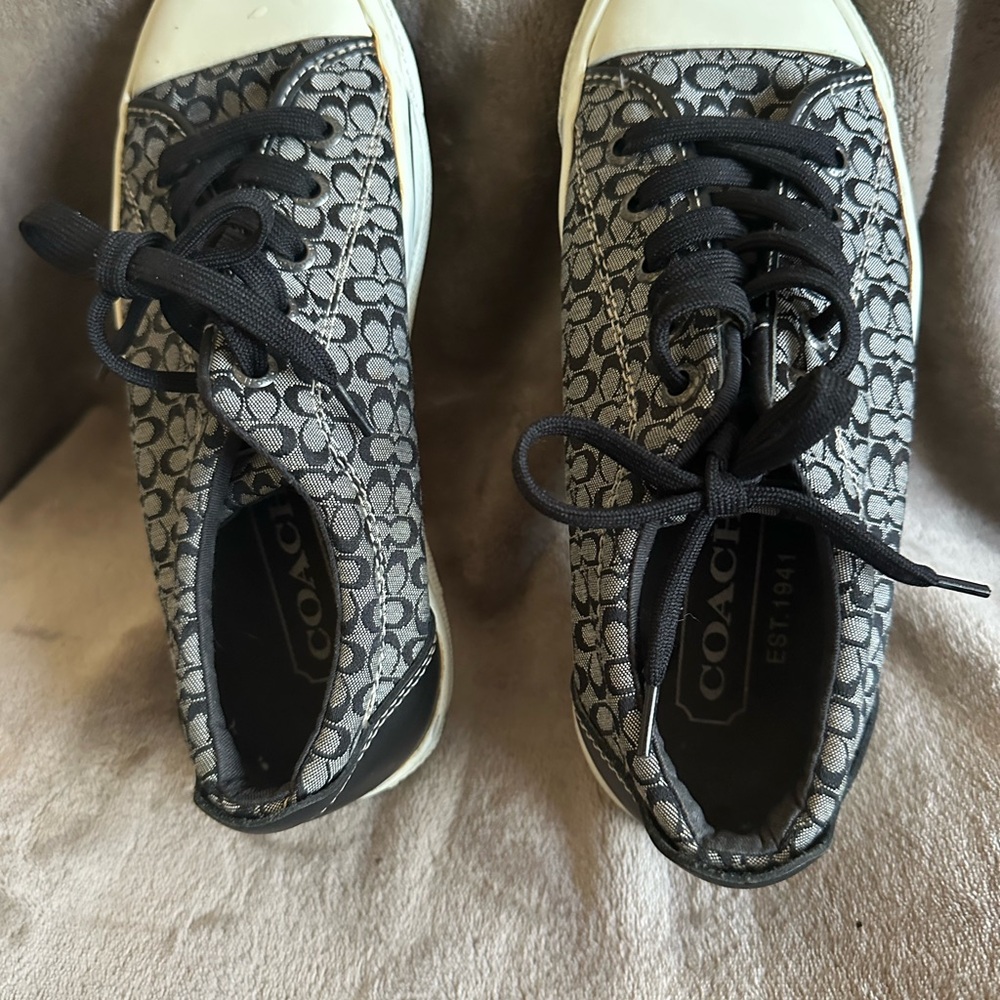 Coach Black and Gray Monogram Sneakers